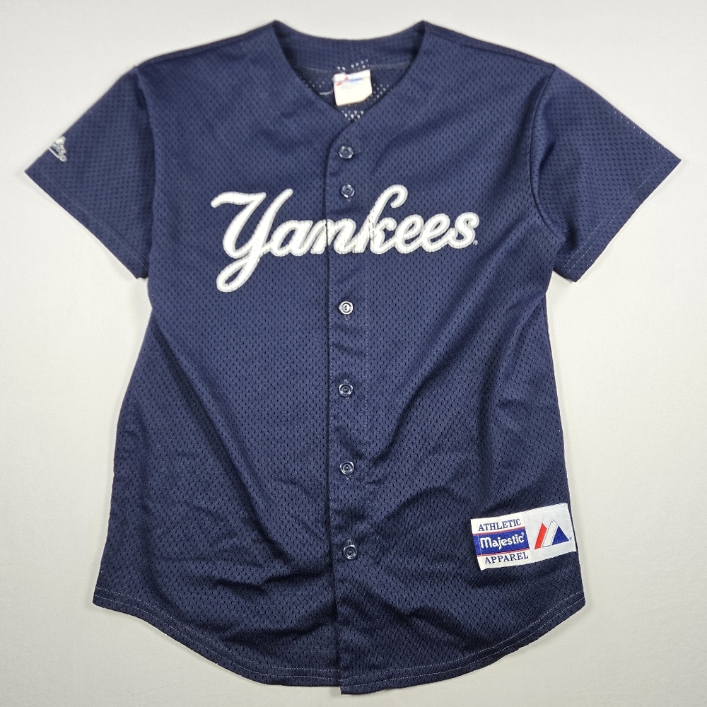 Vintage 90's Majestic Derek Jeter #2 NY Yankees Jersey Youth L Navy Mesh